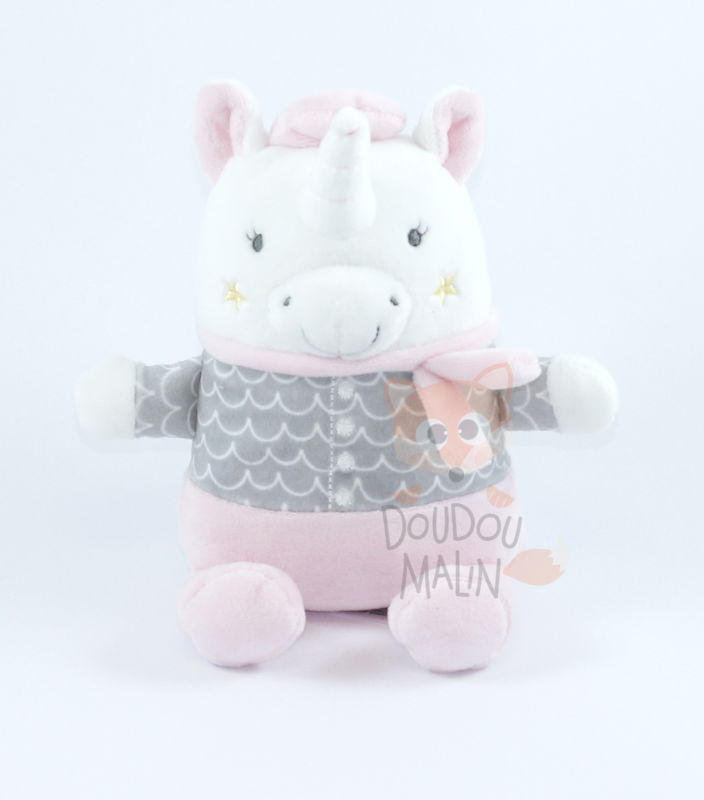  soft toy unicorn pink grey white 